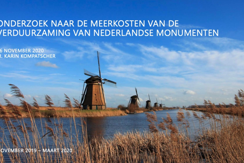 voorzijde tno onderzoeksrapport meerkosten van de verduurzaming van monumenten