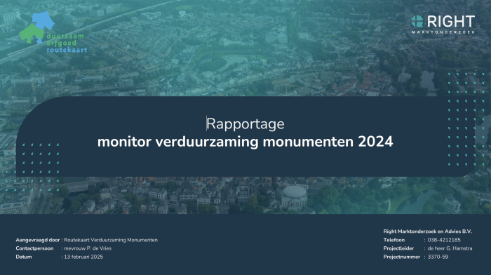 voorzijde Rapportage Monitor Verduurzaming Monumenten 2024